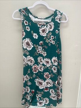 Sleeveless Floral Mini Dress in Teal